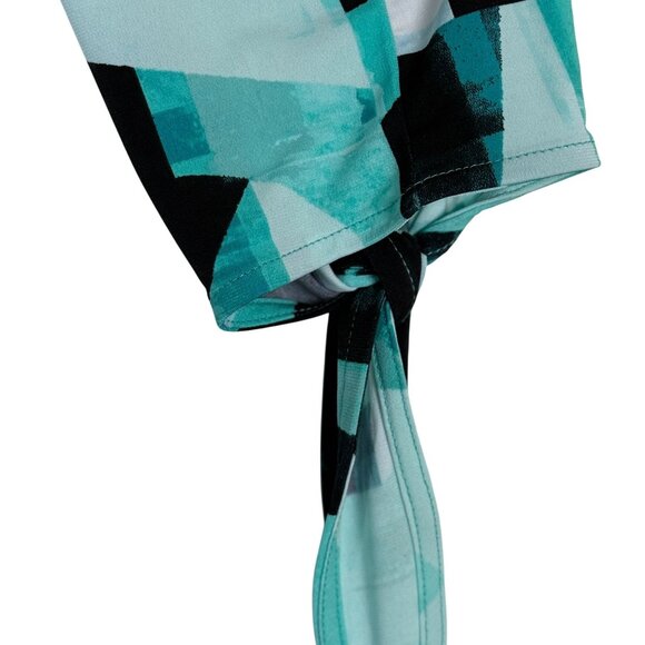 Alfani Abstract Geometric Print Tunic Top Sz Medium Tie Sleeves Artsy Green - Picture 5 of 8